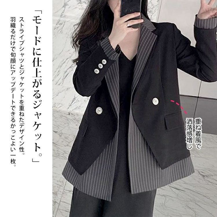 大きいサイズ レディース レイヤード風テーラードジャケット　goldy-1773