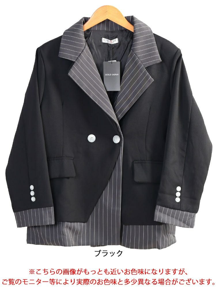 大きいサイズ レディース レイヤード風テーラードジャケット　goldy-1773