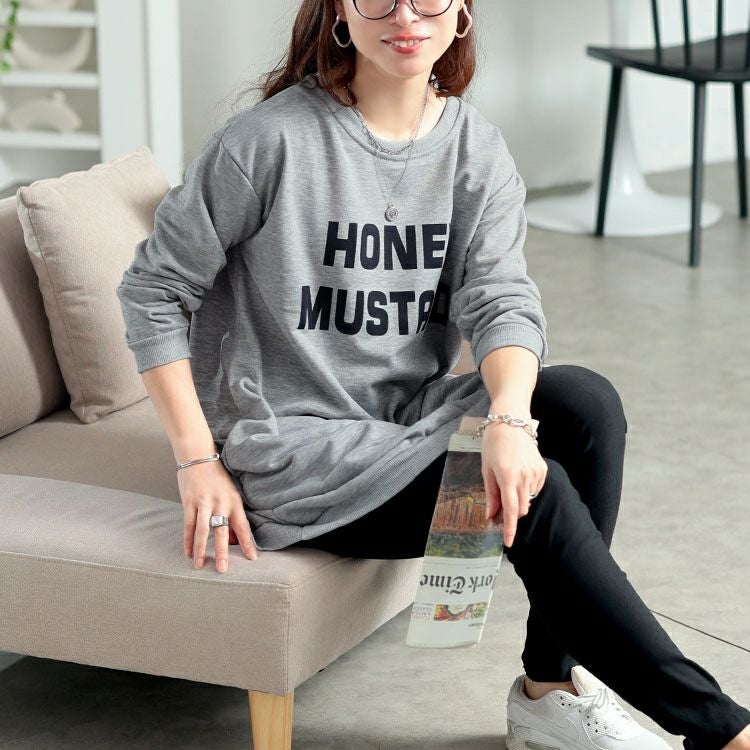 大きいサイズ レディース 英字ロゴビッグシルエットチュニック　goldy-1768