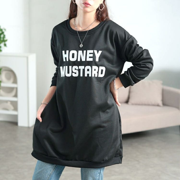 大きいサイズ レディース 英字ロゴビッグシルエットチュニック　goldy-1768