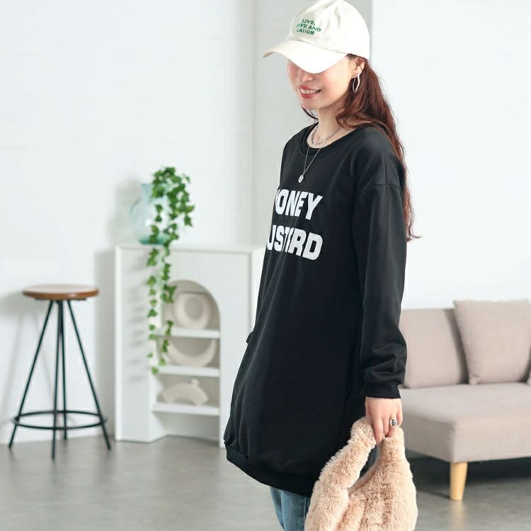 大きいサイズ レディース 英字ロゴビッグシルエットチュニック　goldy-1768