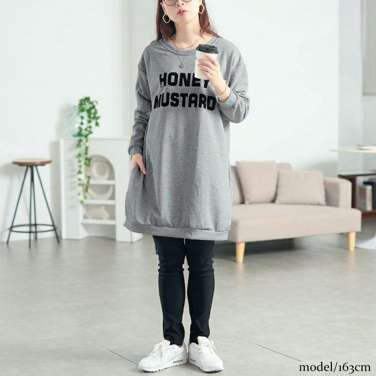 大きいサイズ レディース 英字ロゴビッグシルエットチュニック　goldy-1768