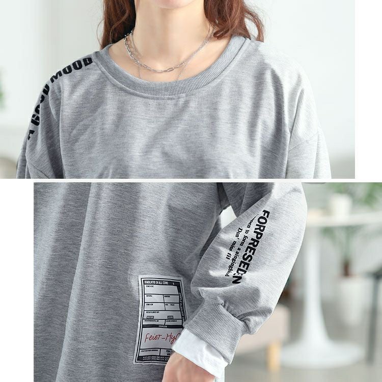 大きいサイズ レディース ロゴ入りレイヤード風スウェット　goldy-1764