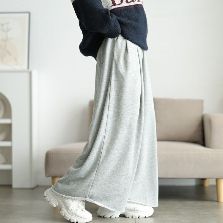 大きいサイズ レディース 異素材切り替えワイドスウェットパンツ　sw-0825