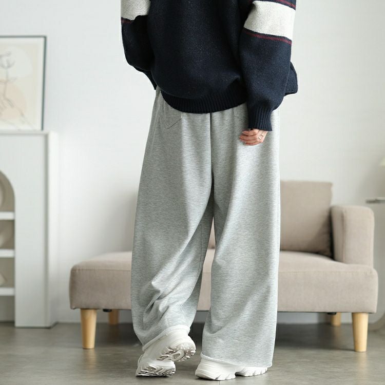 大きいサイズ レディース 異素材切り替えワイドスウェットパンツ　sw-0825