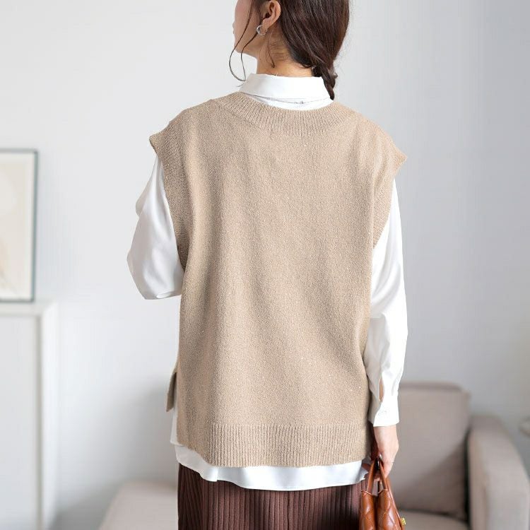 大きいサイズ レディース クロップドスパンコールニットベスト　cpdai-640959