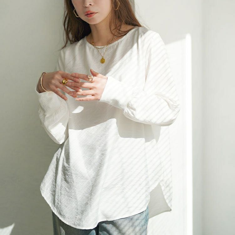 大きいサイズ レディース バックタックラウンドヘムプルオーバー　cpdai-640958 【メール便可】