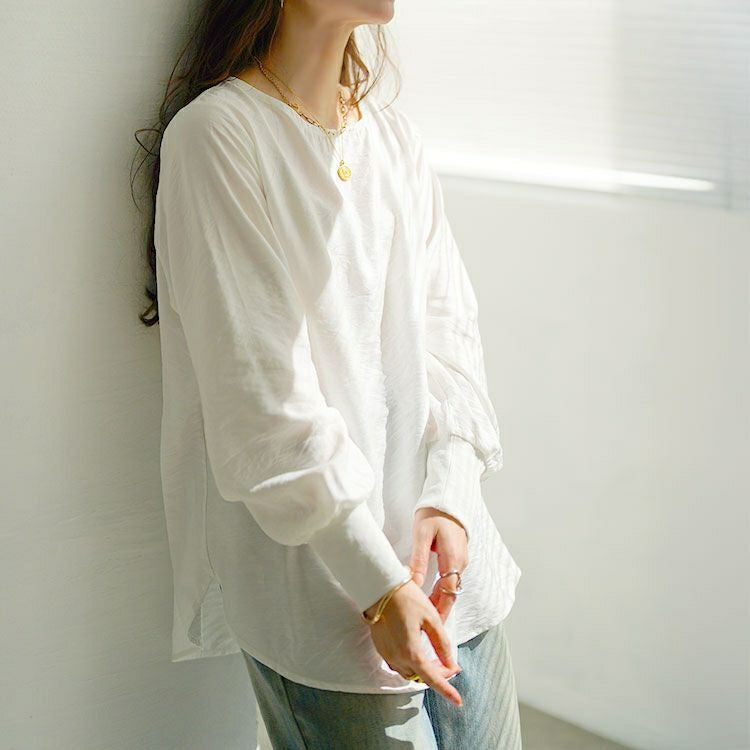 大きいサイズ レディース バックタックラウンドヘムプルオーバー　cpdai-640958 【メール便可】