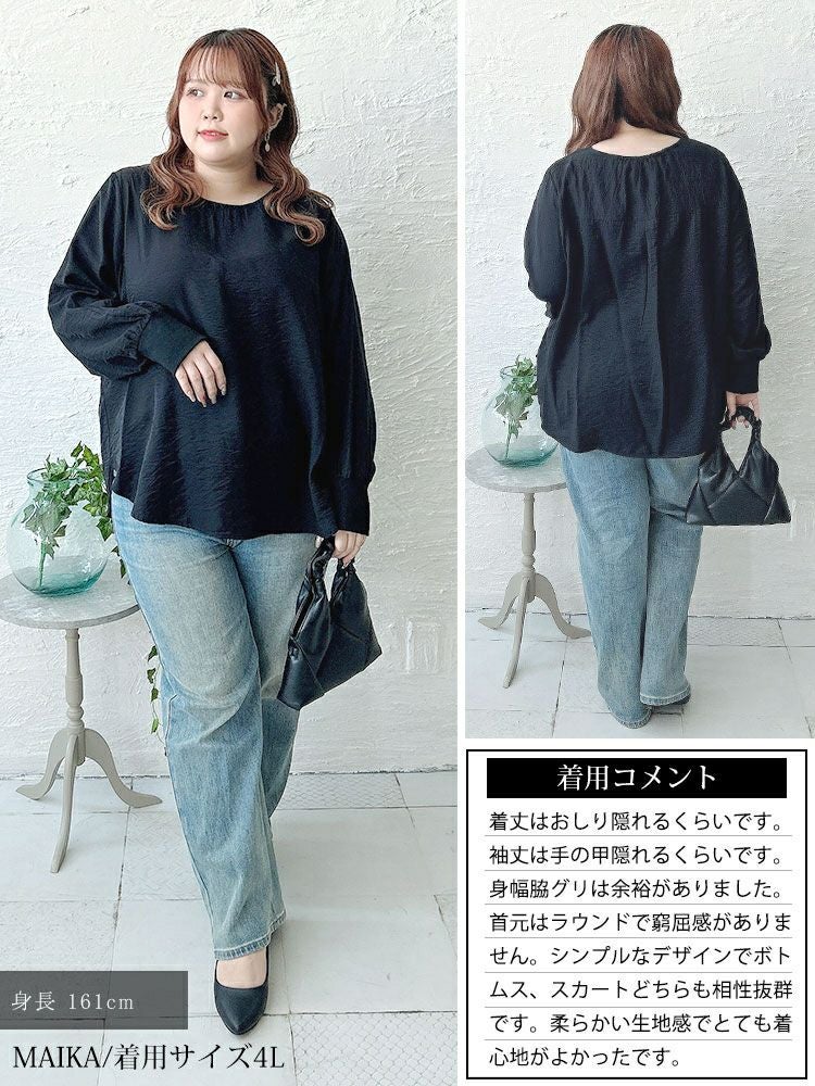 大きいサイズ レディース バックタックラウンドヘムプルオーバー　cpdai-640958 【メール便可】