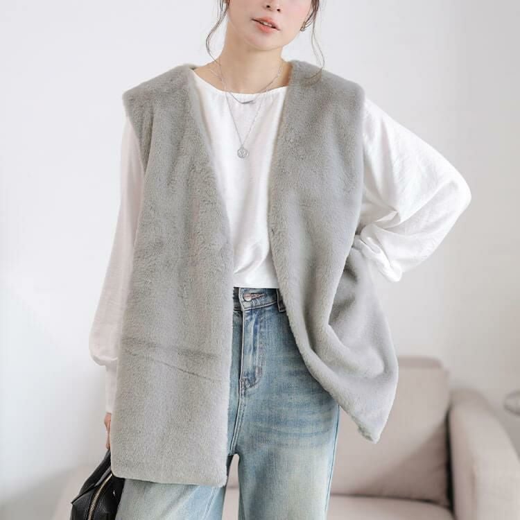 大きいサイズ レディース ファーベスト　cpdai-647396 グレー