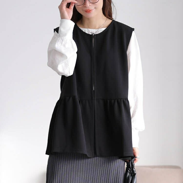 大きいサイズ レディース 撥水ペプラムベスト　cpdai-647360 【メール便可】