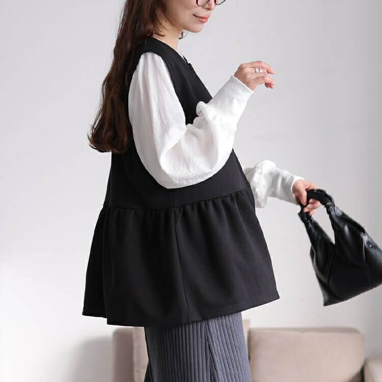 大きいサイズ レディース 撥水ペプラムベスト　cpdai-647360 【メール便可】