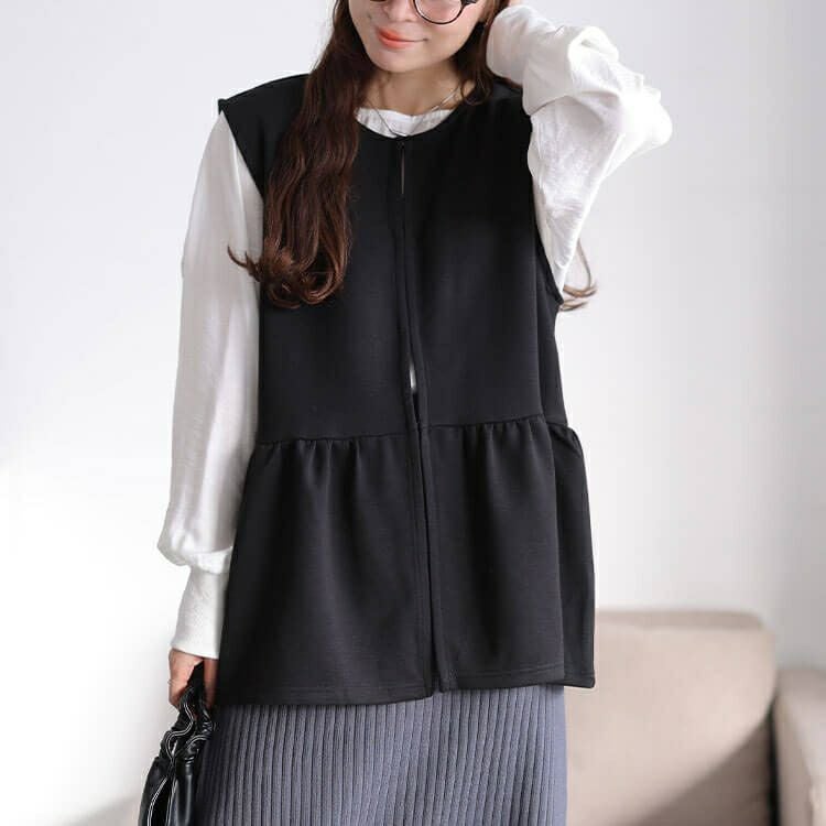 大きいサイズ レディース 撥水ペプラムベスト　cpdai-647360 【メール便可】