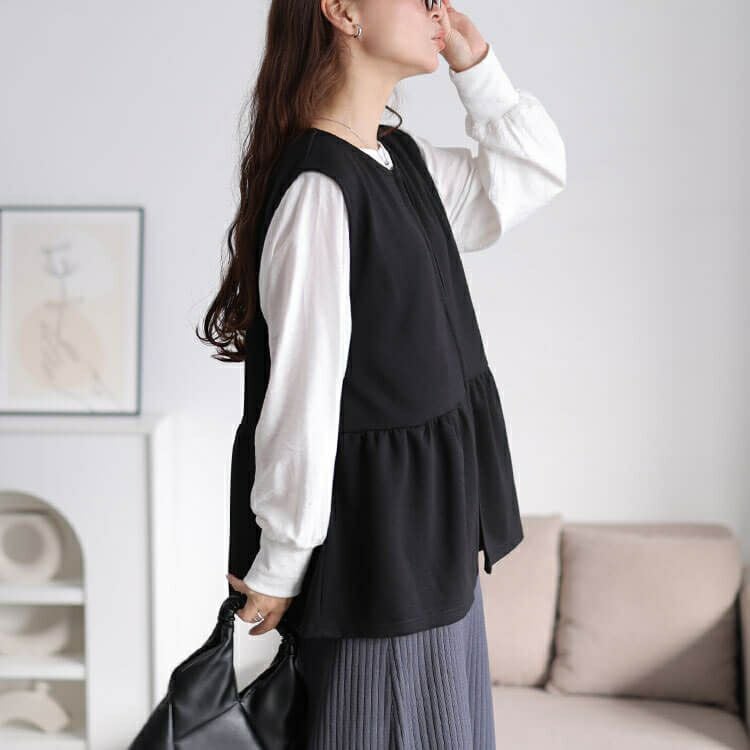 大きいサイズ レディース 撥水ペプラムベスト　cpdai-647360 【メール便可】