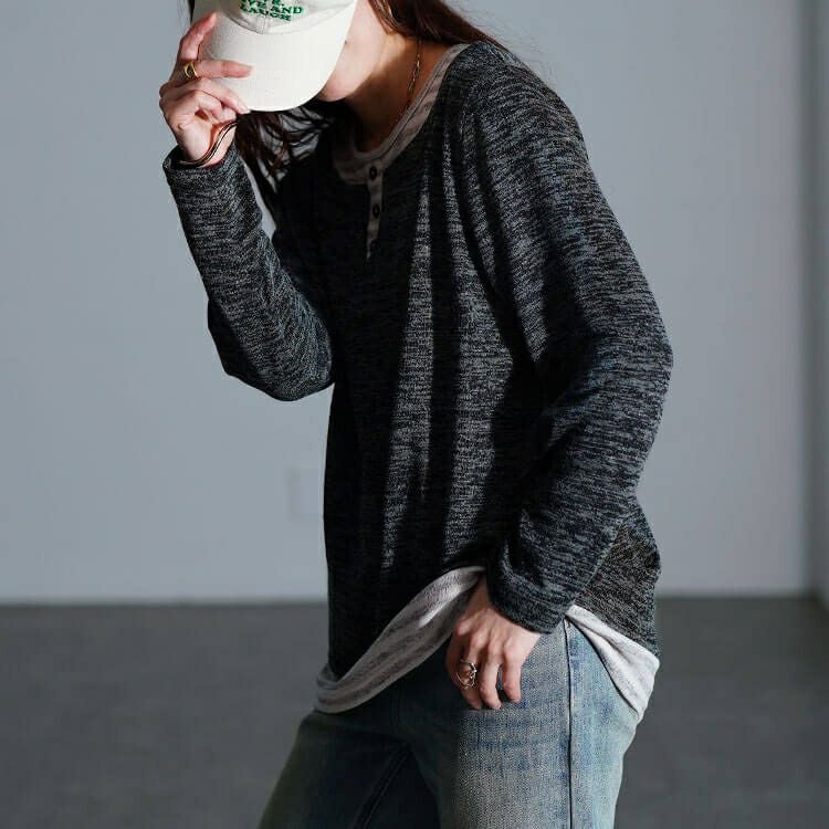 大きいサイズ レディース ボーダー重ね着風プルオーバー　cpdai-647284 【メール便可】