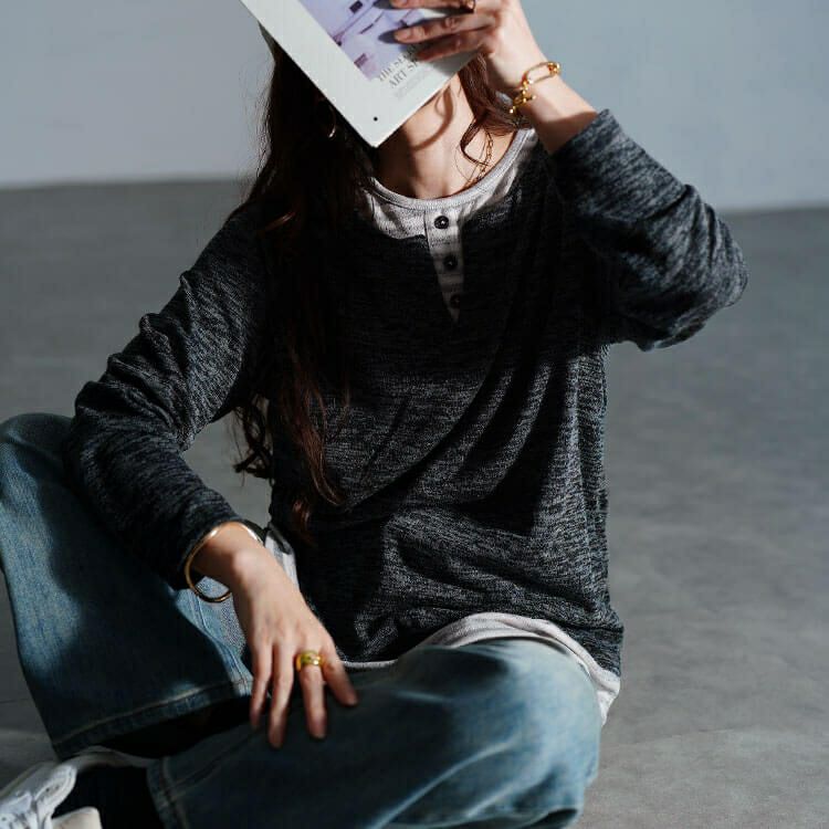 大きいサイズ レディース ボーダー重ね着風プルオーバー　cpdai-647284 【メール便可】