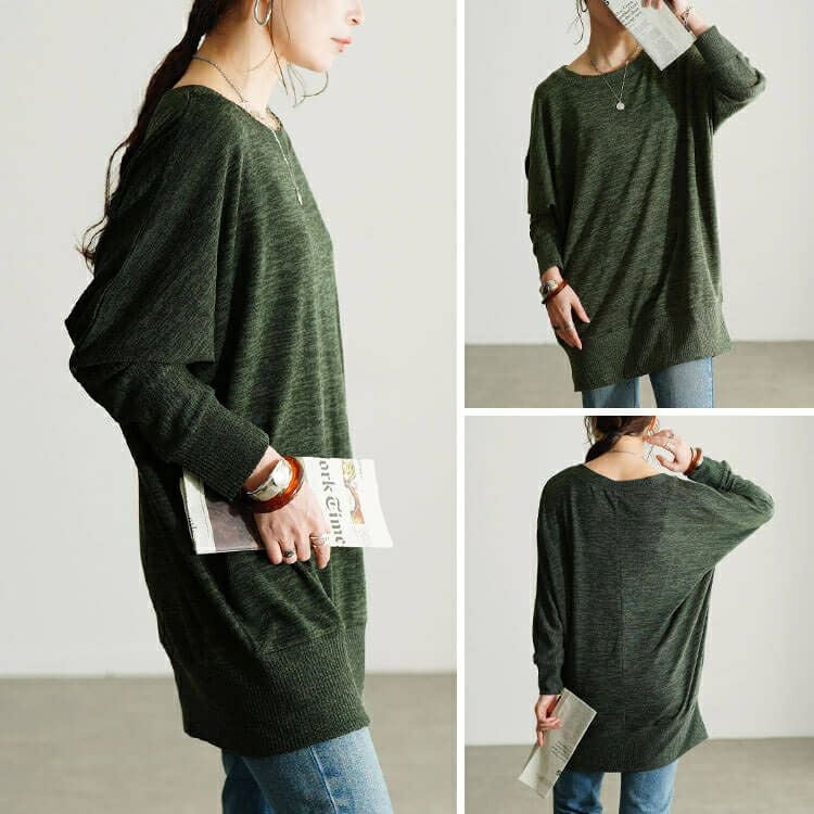 大きいサイズ レディース ラウンドネックドルマンチュニック　cpdai-647281 【メール便可】