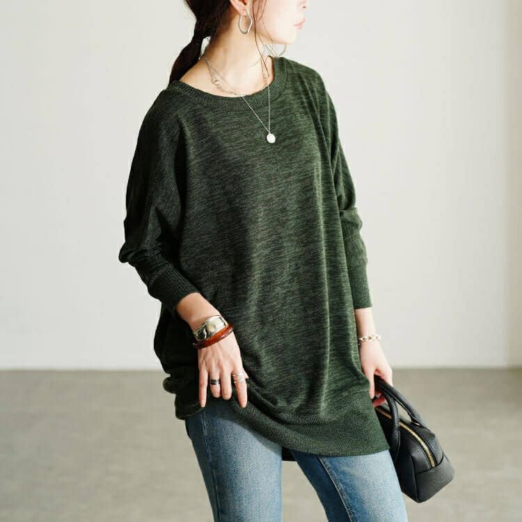 大きいサイズ レディース ラウンドネックドルマンチュニック　cpdai-647281 【メール便可】