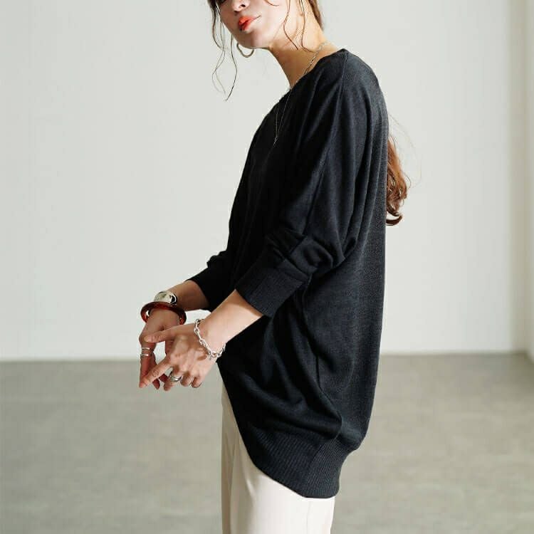 大きいサイズ レディース ラウンドネックドルマンチュニック　cpdai-647281 【メール便可】