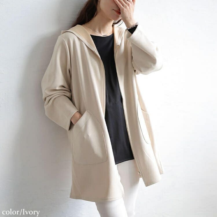 大きいサイズ レディース スウェード調フード付きZIPコーディガン　cpdai-640978