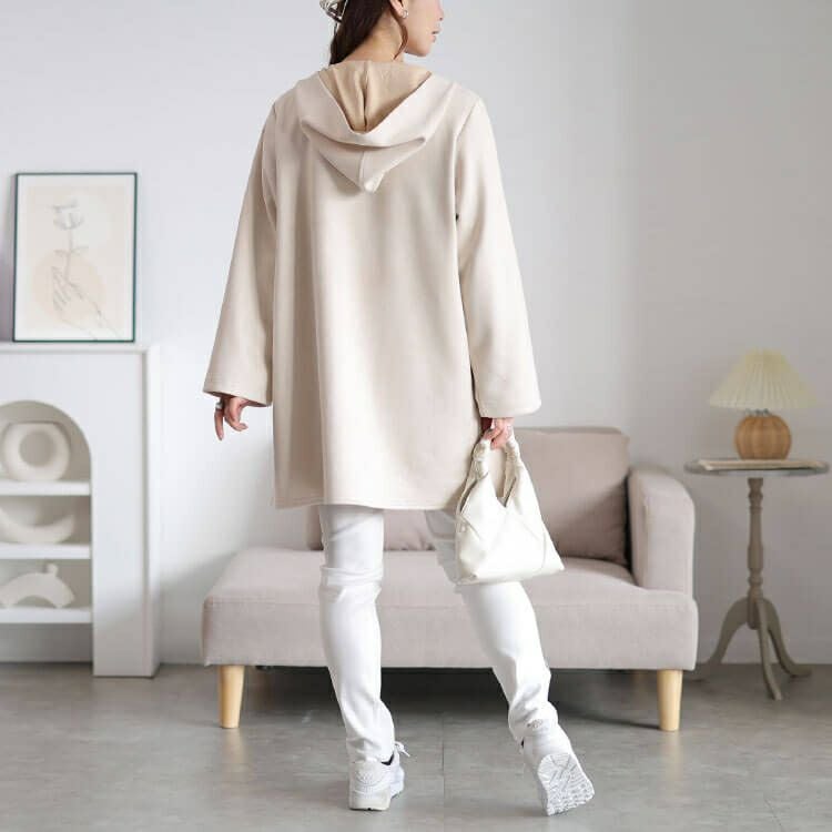 大きいサイズ レディース スウェード調フード付きZIPコーディガン　cpdai-640978