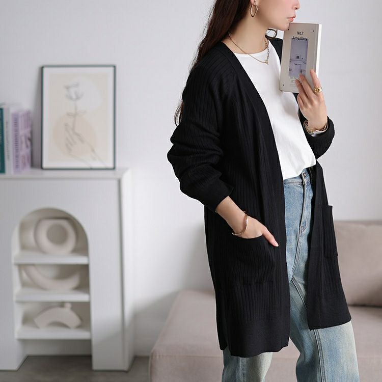大きいサイズ レディース 洗えるワイドリブトッパーカーディガン　cpdai-640908