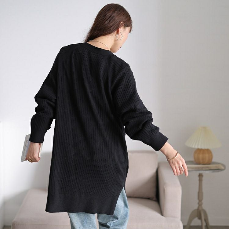 大きいサイズ レディース 洗えるワイドリブトッパーカーディガン　cpdai-640908