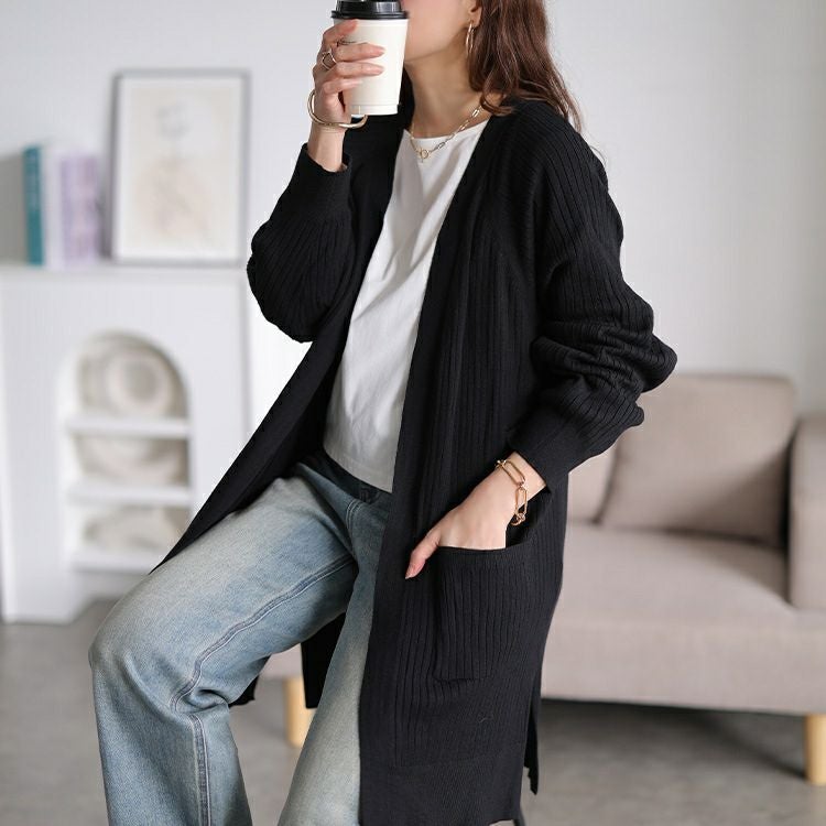 大きいサイズ レディース 洗えるワイドリブトッパーカーディガン　cpdai-640908