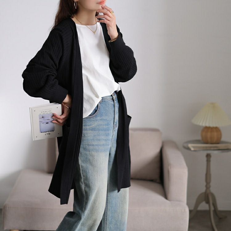 大きいサイズ レディース 洗えるワイドリブトッパーカーディガン　cpdai-640908