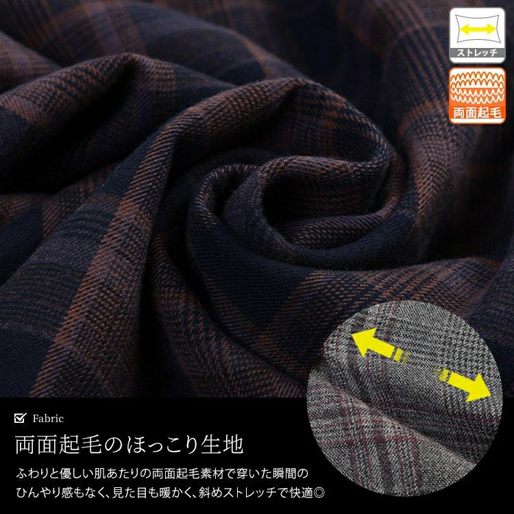 大きいサイズ レディース チェック柄メルティストレッチ微起毛ワイドパンツ　cpdai-640905