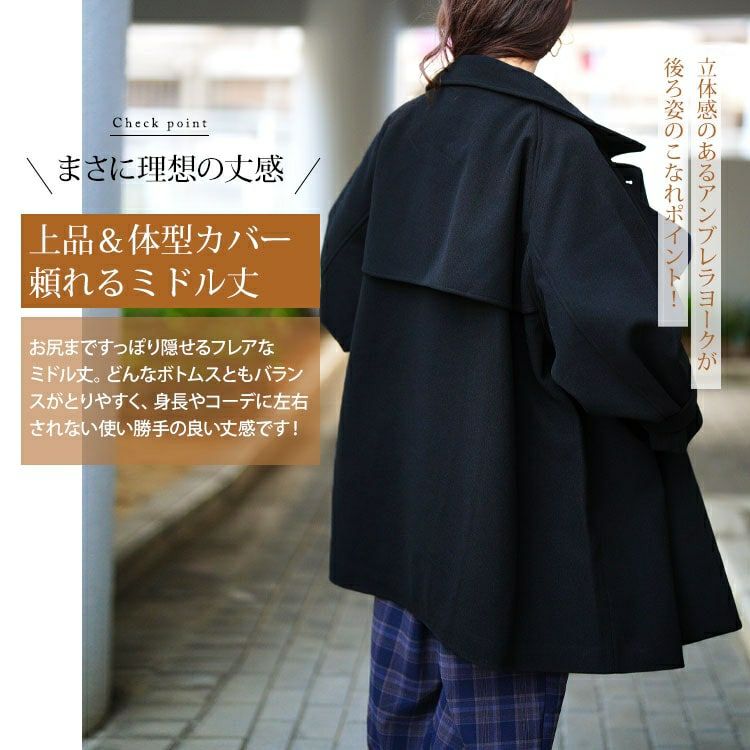 大きいサイズ レディース フェイクウールフレアコート　sada-6934