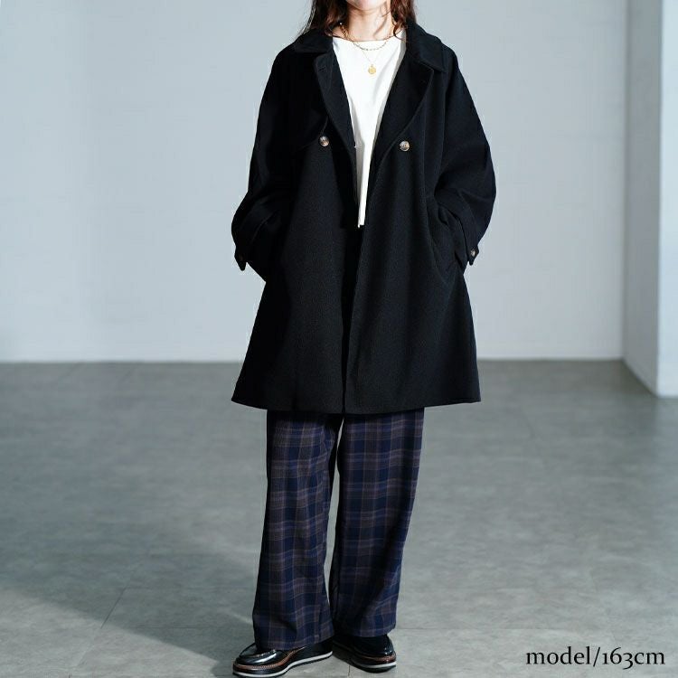 大きいサイズ レディース フェイクウールフレアコート　sada-6934