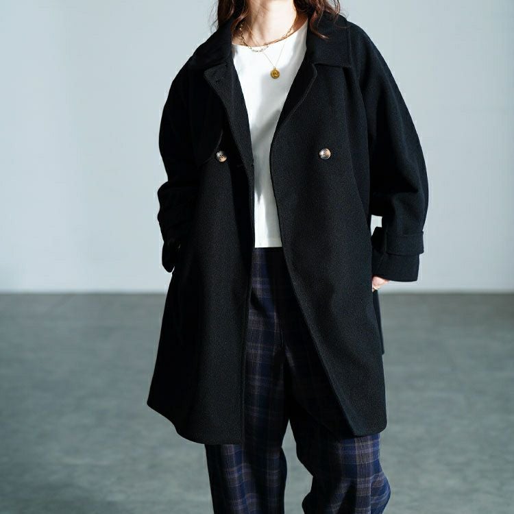 大きいサイズ レディース フェイクウールフレアコート　sada-6934