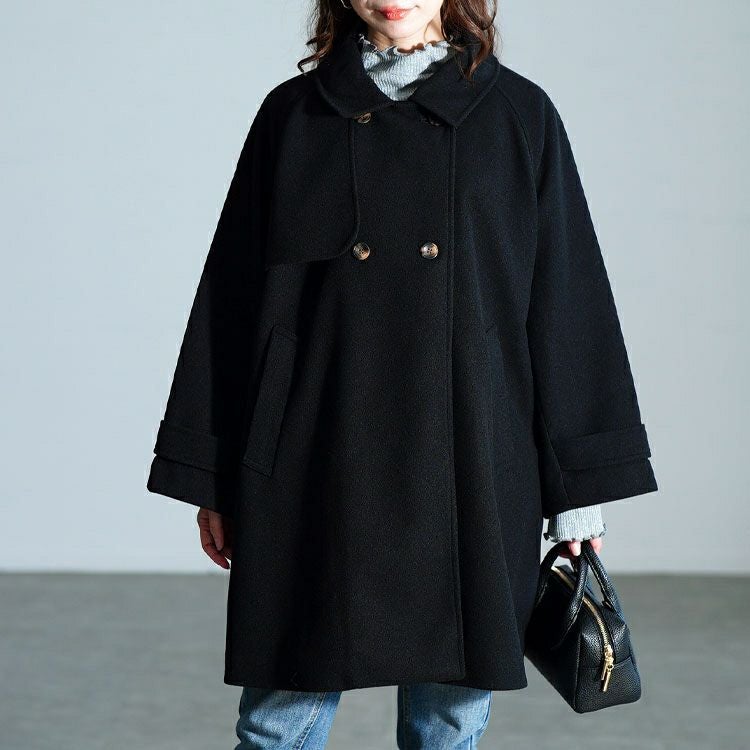 大きいサイズ レディース フェイクウールフレアコート　sada-6934