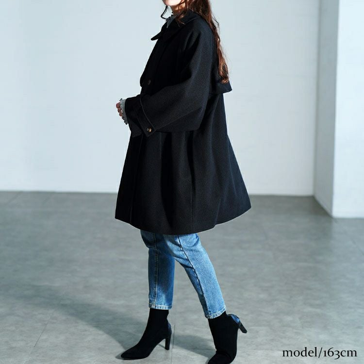 大きいサイズ レディース フェイクウールフレアコート　sada-6934