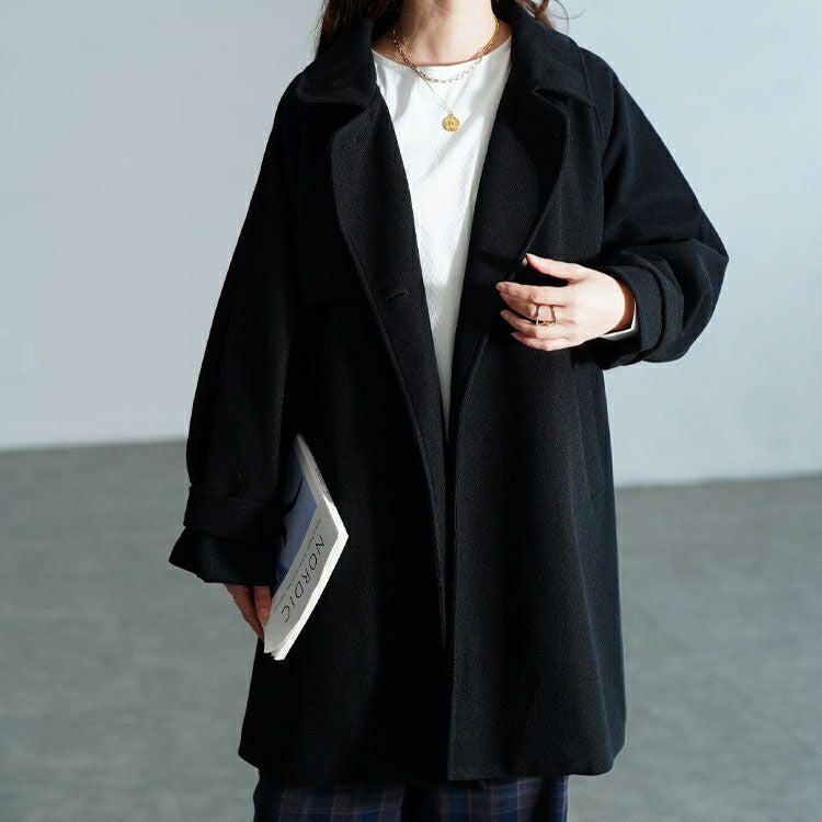 大きいサイズ レディース フェイクウールフレアコート　sada-6934