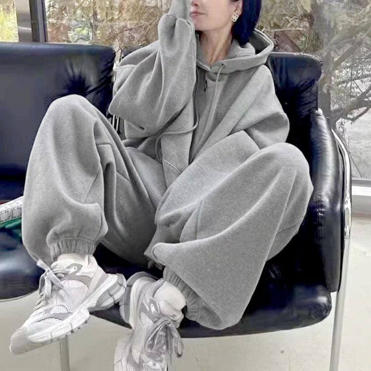 大きいサイズ レディース スウェットパーカー＆ジョガーパンツ上下セット　goldy-1767