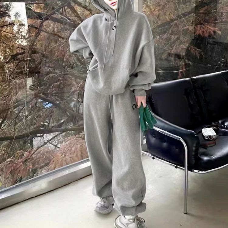 大きいサイズ レディース スウェットパーカー＆ジョガーパンツ上下セット　goldy-1767