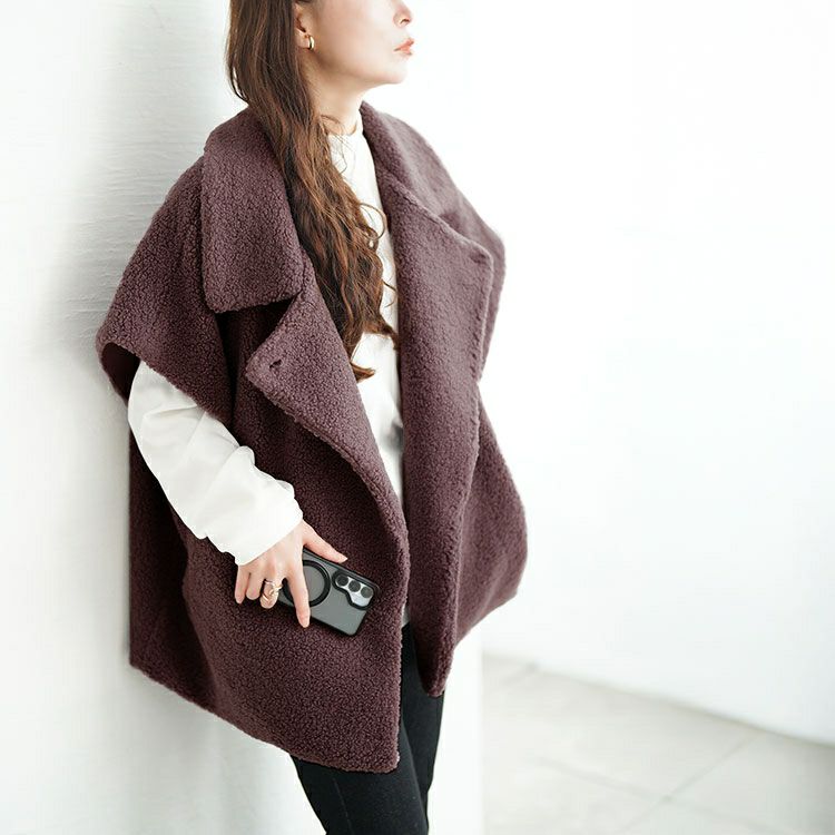 大きいサイズ レディース オーバーサイズボアベスト　tog-1043