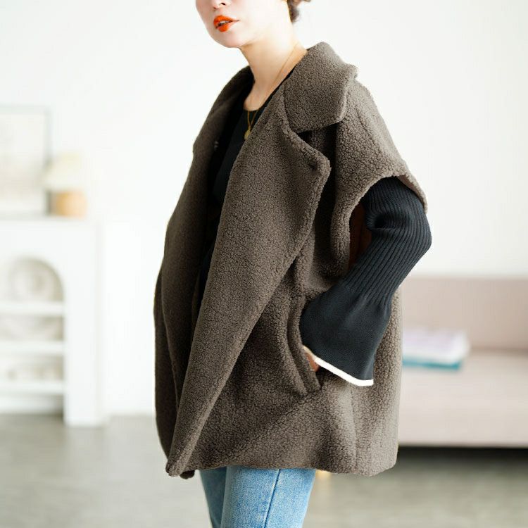 大きいサイズ レディース オーバーサイズボアベスト　tog-1043