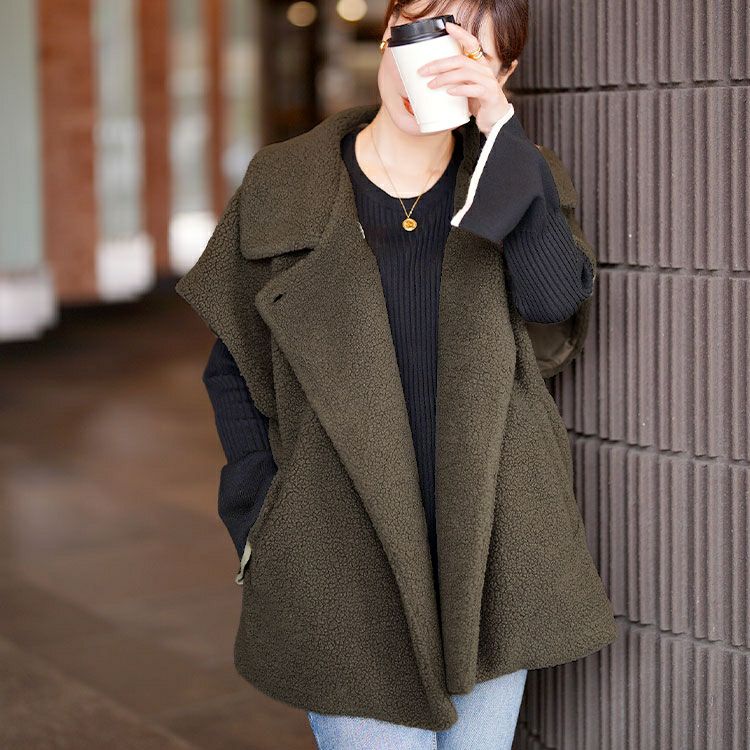 大きいサイズ レディース オーバーサイズボアベスト　tog-1043