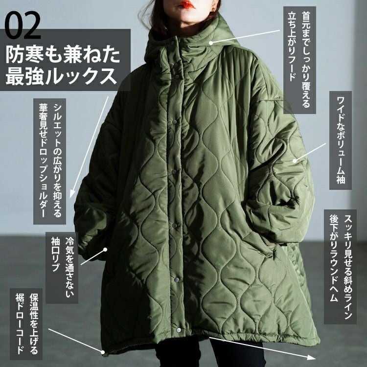 大きいサイズ レディース 中綿キルティングモンスターパーカーコート　tog-1045