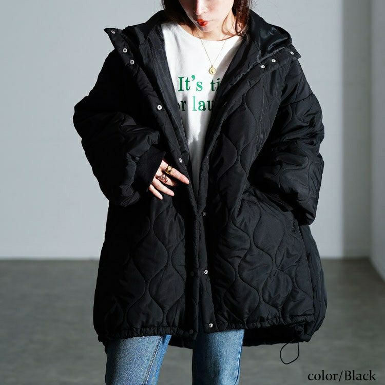 大きいサイズ レディース 中綿キルティングモンスターパーカーコート　tog-1045
