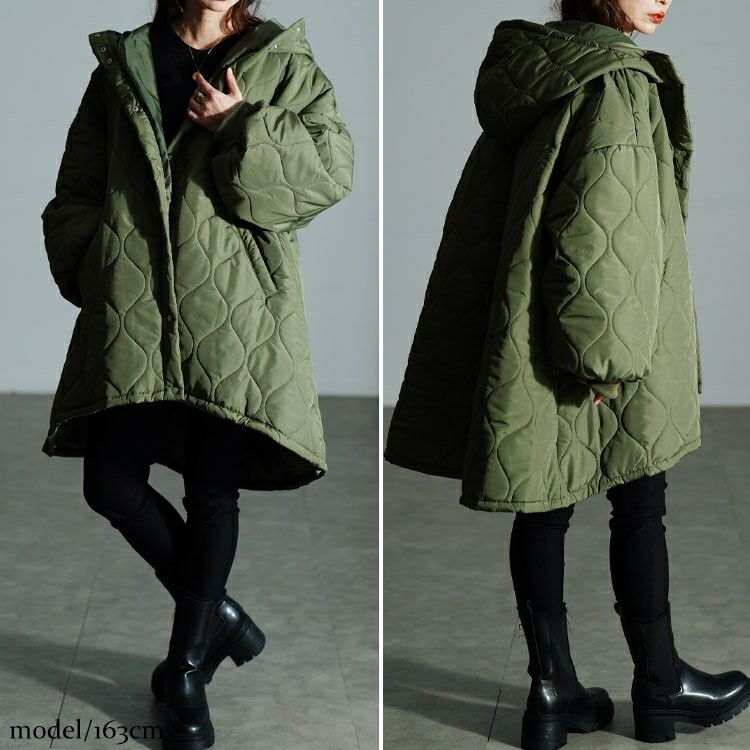 大きいサイズ レディース 中綿キルティングモンスターパーカーコート　tog-1045