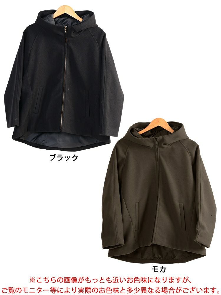大きいサイズ レディース ハイネックフードZIPジャケット mnfk-858703