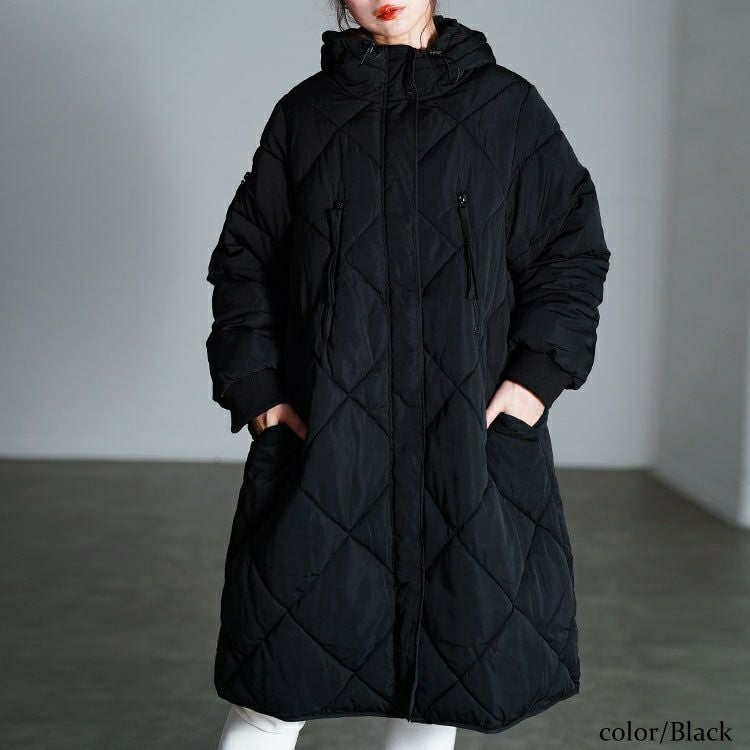 大きいサイズ レディース 撥水＆防風ファイバーダウンダイヤキルトコート　mnfk-552819