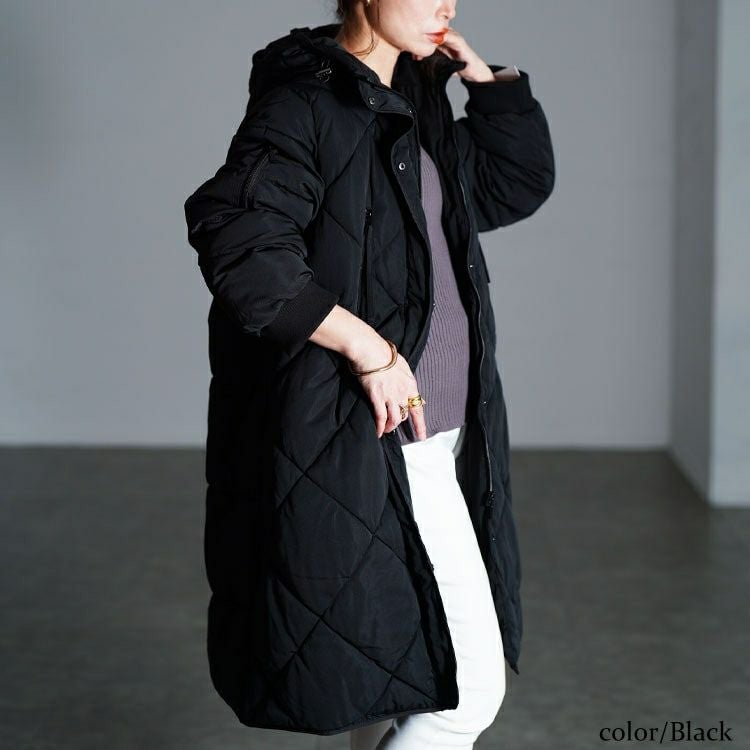 大きいサイズ レディース 撥水＆防風ファイバーダウンダイヤキルトコート　mnfk-552819