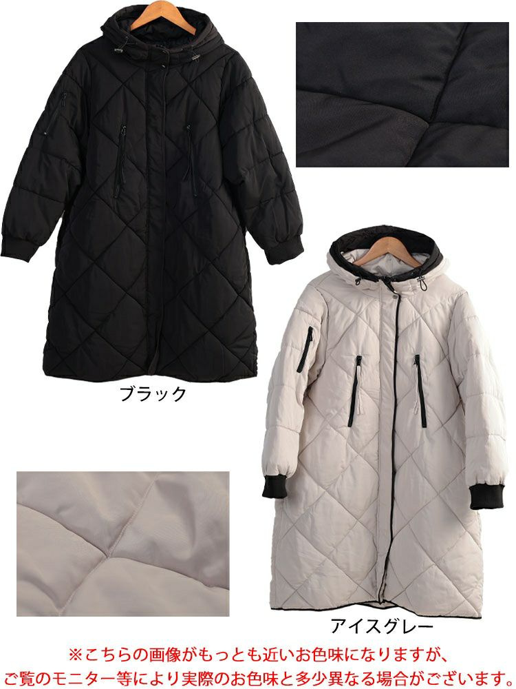 大きいサイズ レディース 撥水＆防風ファイバーダウンダイヤキルトコート　mnfk-552819
