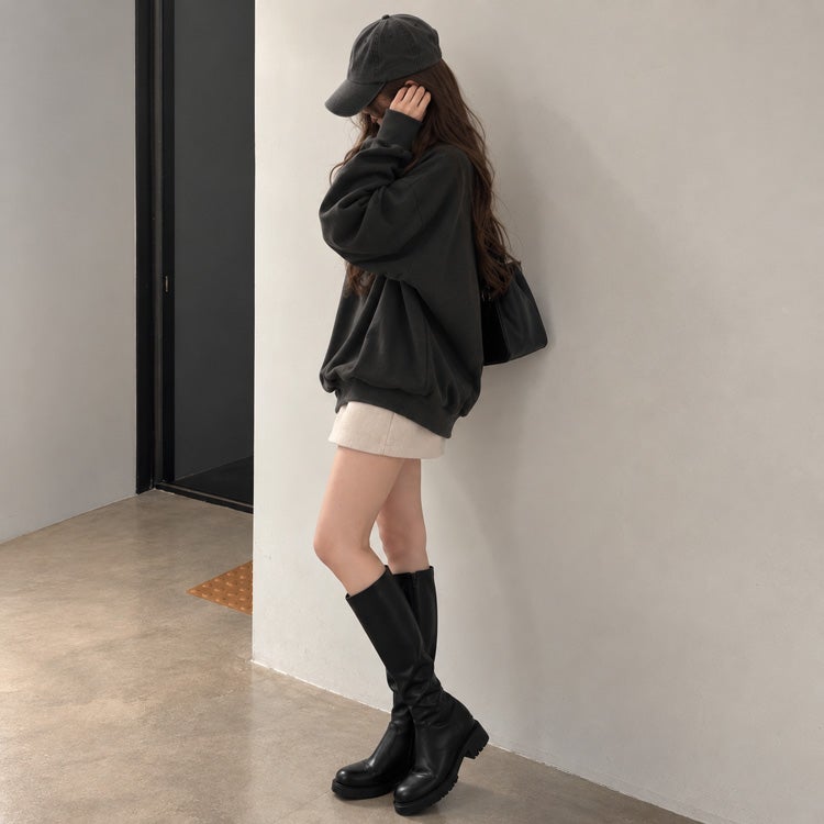 大きいサイズ レディース ミニハイネックドルマンスウェット　sum-0036