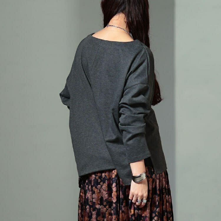 大きいサイズ レディース 深キーネックワイドプルオーバー　sum-0031